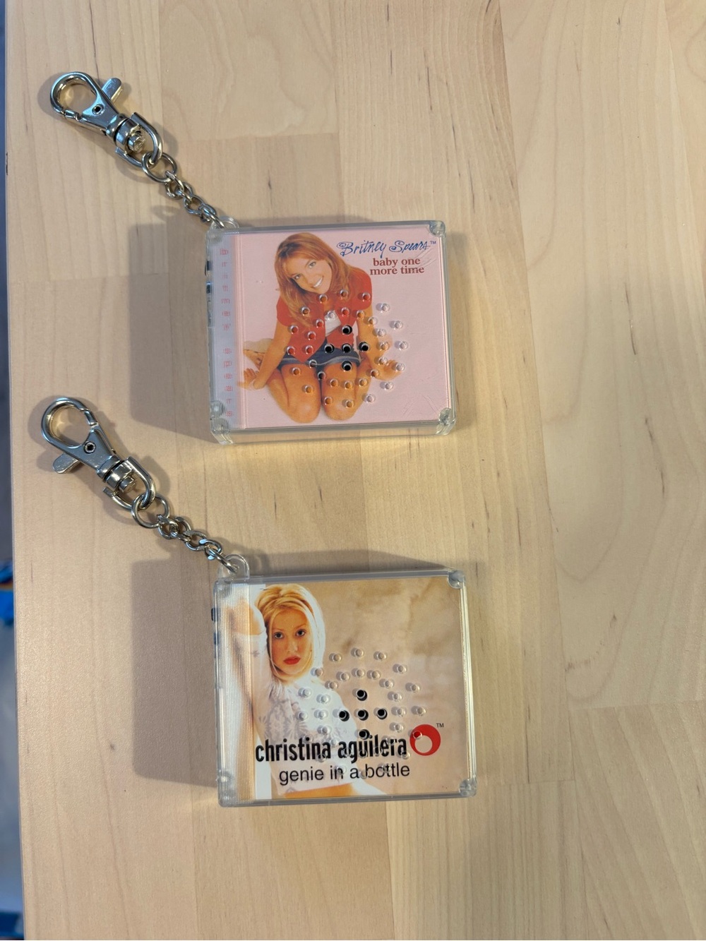 1999 Y2K Britney Spears and Christina Aguilera Yaboom Digital Audio Keychains
